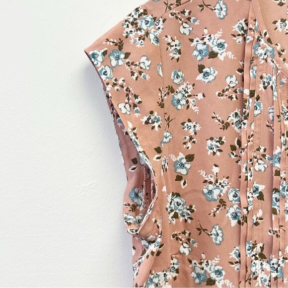 DR2 by Daniel Rainn Ditsy Floral Pintuck Cap Sleeve Blouse, Size XS Dusty Rose - Picture 5 of 12